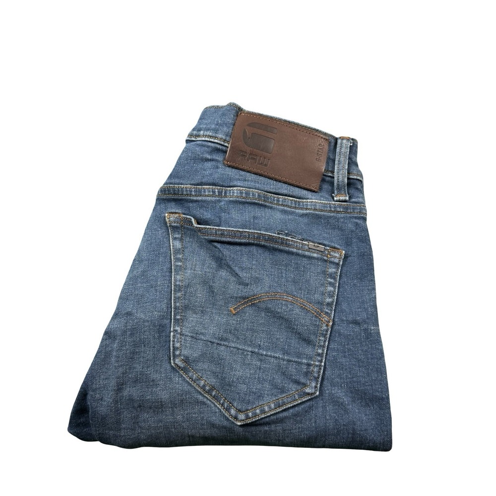 G-Star Mid Blue Button Fly Stretch Denim 3301 Slim Jeans Size 30X28